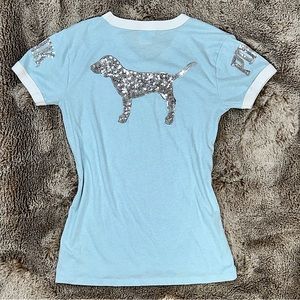 PINK VS Light Blue Sequins/Bling Top